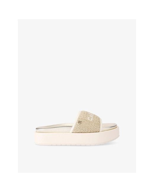 Carvela Kurt Geiger Natural Sorrento Flatform Faux-Leather Slider Sandals
