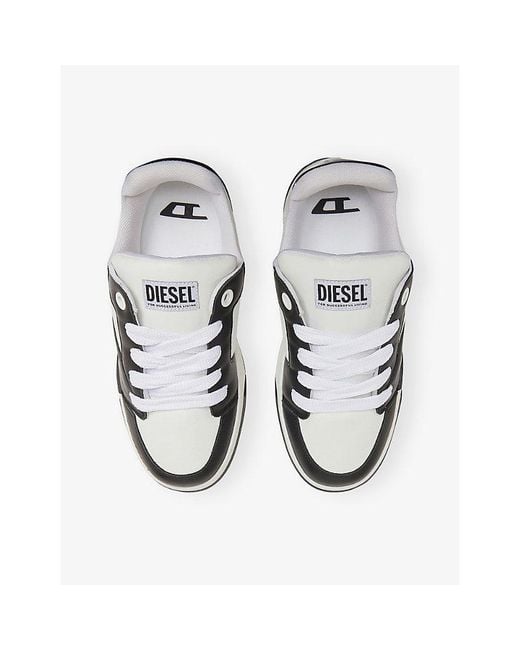 DIESEL White S-D-Ollie Low Leather Trainers for men