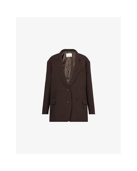 Frankie Shop Brown Bea Single-Breasted Stretch-Woven Blazer