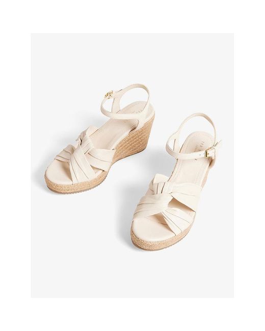 Ted Baker Carda Knotted-strap Wedge Leather Espadrille Sandals in Natural |  Lyst