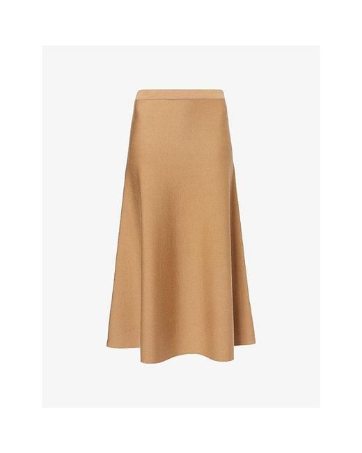Gabriela Hearst Brown Freddie Flared Wool-Blend Midi Skirt