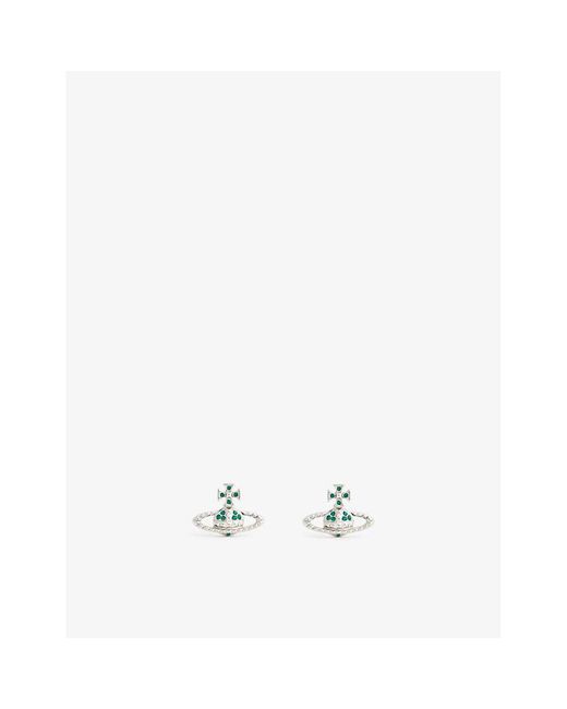 Vivienne Westwood White Bas Relief Brass And Cubic Zirconia Earrings