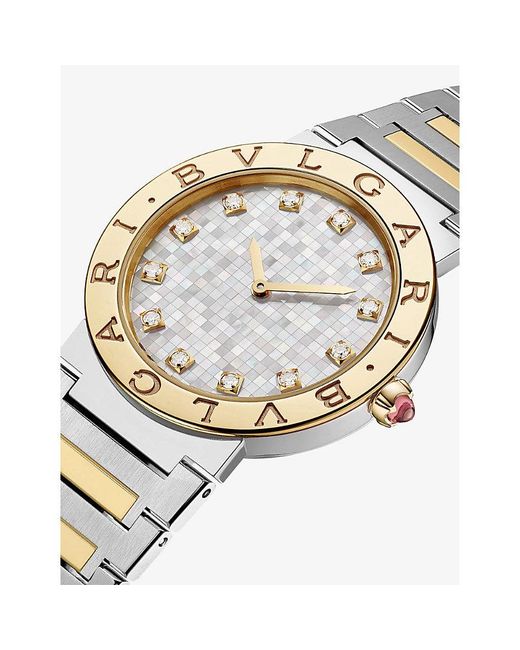 BVLGARI Metallic 18Ct- Stainless-Steel And Diamond Quartz Watch 33Mm