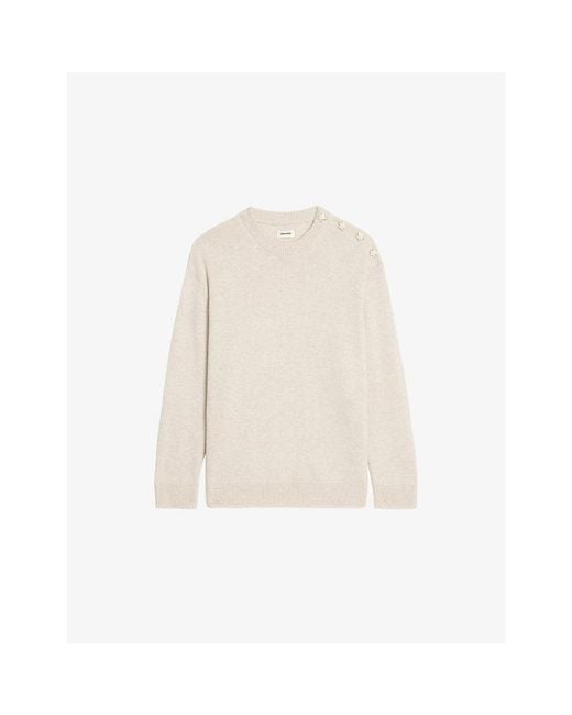 Zadig & Voltaire White Swyna Merino-Wool And Cashmere Jumper
