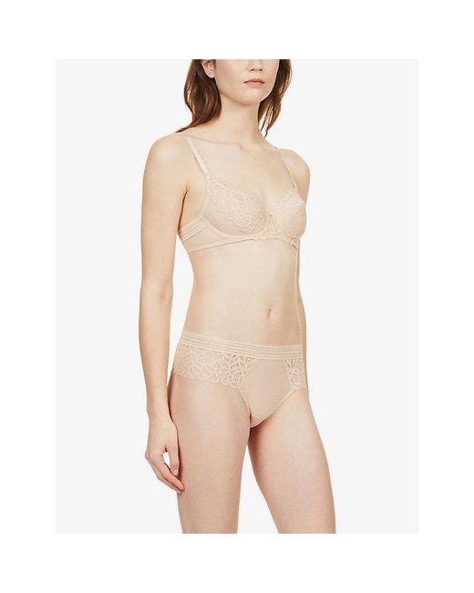 Wacoal White Raffiné Mid-Rise Stretch-Lace Briefs