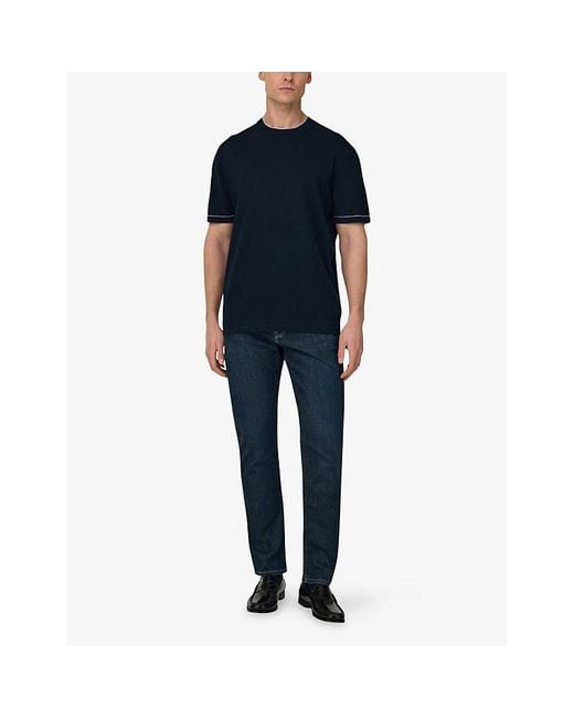 Boggi Blue Straight Regular-Fit Stretch-Denim Jeans for men