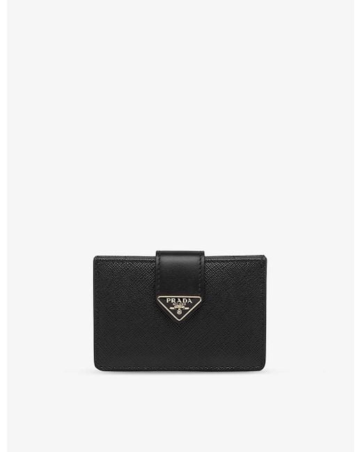 Prada Black Logo-plaque Leather Card Holder