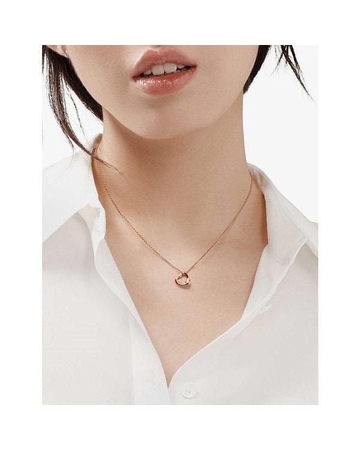 Tiffany & Co White Elsa Peretti Open Heart Rose- Pendant