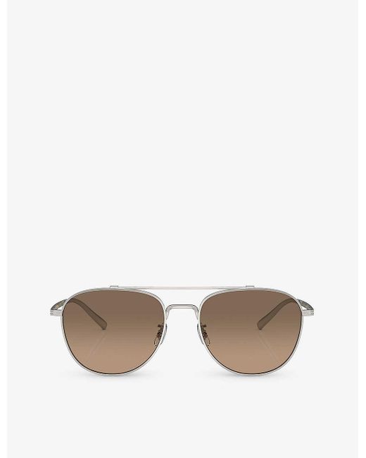 Oliver Peoples Metallic Ov1335st Rivetti Pilot-frame Titanium Sunglasses