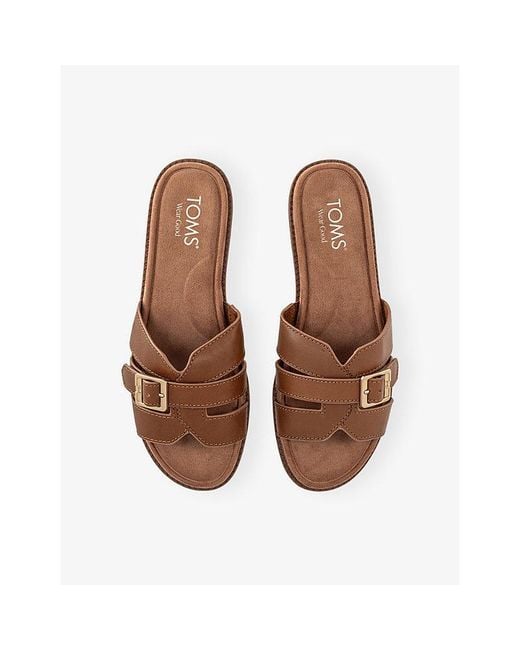 TOMS Brown Sol Leather Slides