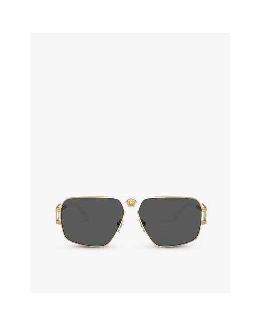 Versace Gray Ve2251 Pillow-frame Steel Sunglasses