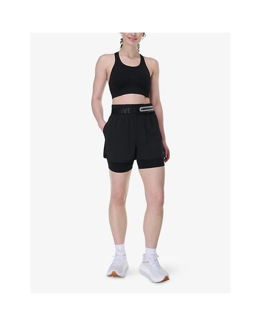 Sweaty Betty Black Stamina Seamless Stretch-Woven Sports Bra