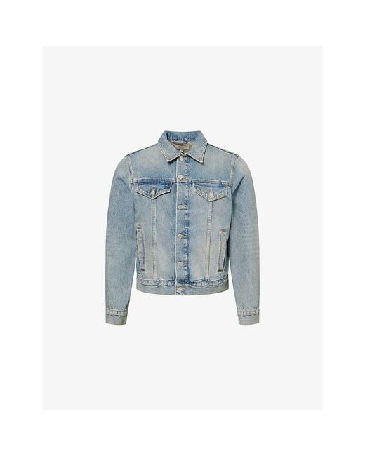 Emporio Armani Blue Faded-Wash Denim Jacket for men