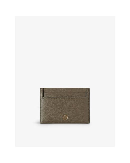 Mulberry Gray Continental Brand-debossed Leather Card Holder