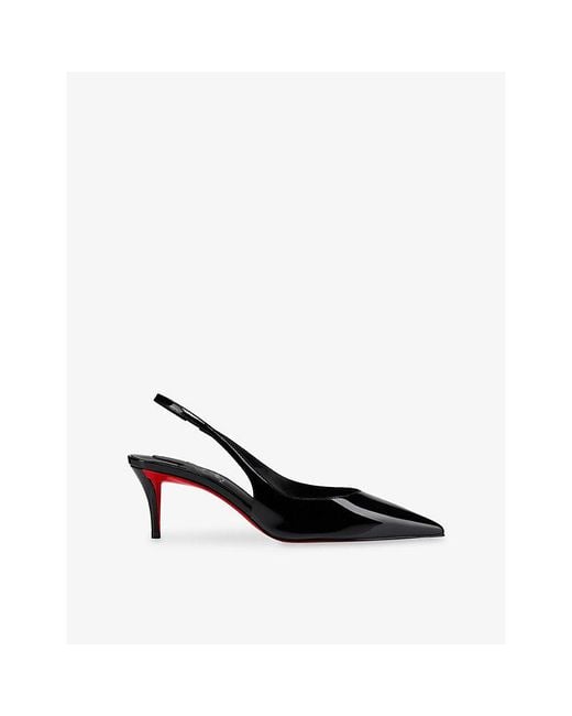 Christian Louboutin Black Miss Z 60 Slingback Patent-Leather Heeled Pumps