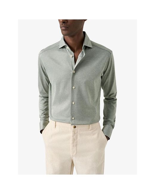 Eton of Sweden Gray Filo Di Scozia Contemporary-Fit Cotton-Knit Shirt for men