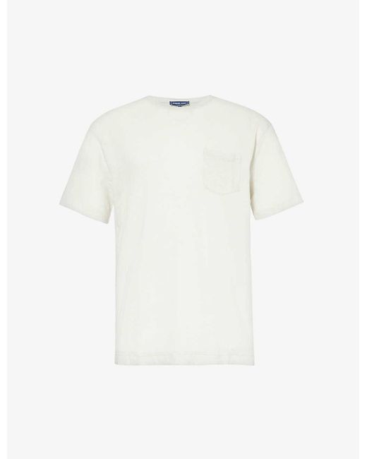 Frescobol Carioca White Carmo Patch-pocket Linen T-shirt for men