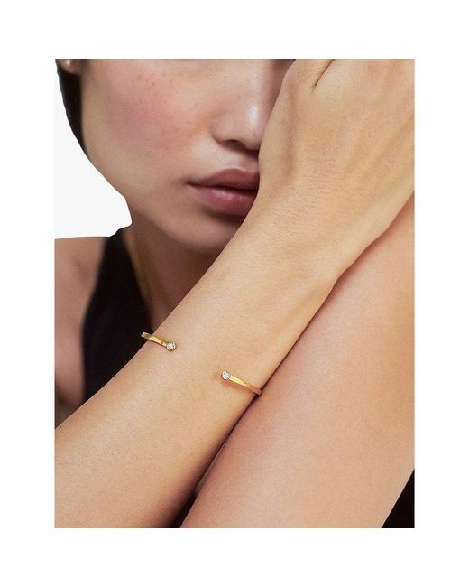 Monica Vinader Metallic Solitaire 18Ct-Plated Vermeil Sterling- And 0.015Ct Lab-Grown Diamond Cuff