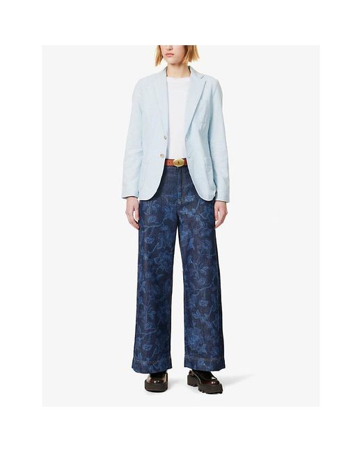 Polo Ralph Lauren Blue Notched-lapel Patch-pocket Regular-fit Cotton Blazer