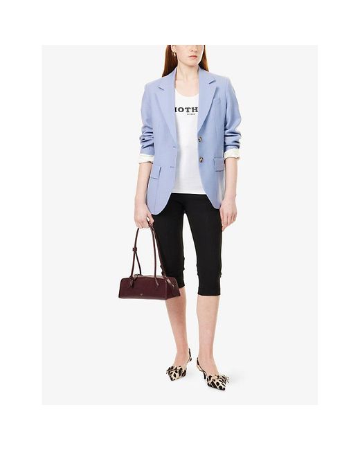 Stella McCartney White Text-Print Ribbed Stretch-Cotton Top