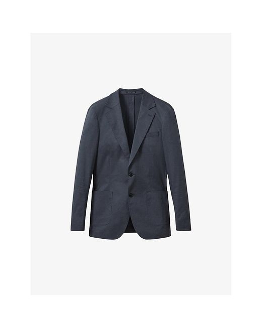 Reiss Blue Crawford Slim-fit Single-breasted Stretch Cotton-blend Blazer for men