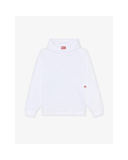 DIESEL White S-boxt-hood-n8 Branded-print Cotton-jersey Hoody for men