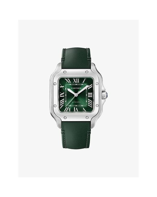 Cartier Green Santos De Medium Steel Automatic Watch
