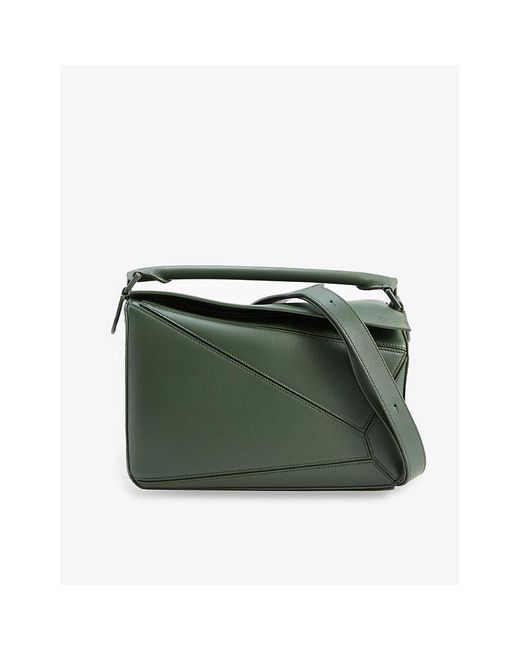 Loewe Green Puzzle Large Leather Shoulder Bag for men