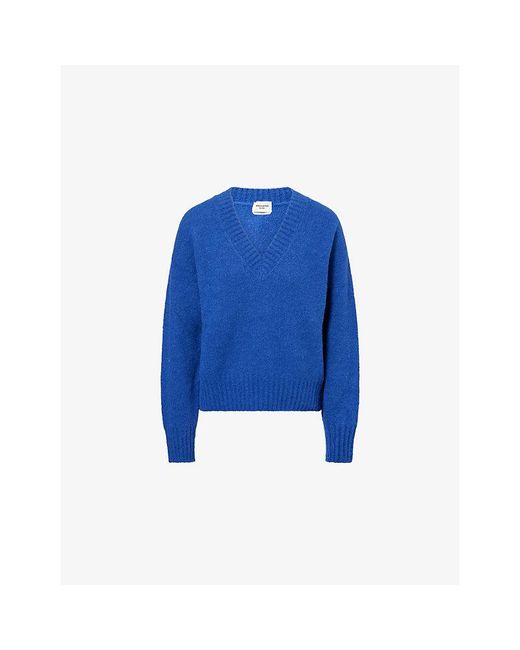 Weekend by Maxmara Blue Relaxed-Fit V-Neck Knit Jumper