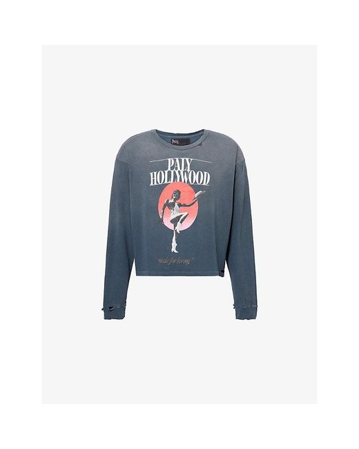 Paly Hollywood Blue Myra Graphic-Print Long-Sleeve Cotton T-Shirt for men