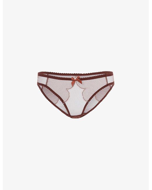 Agent Provocateur White Lorna Panelled Lace And Mesh Briefs