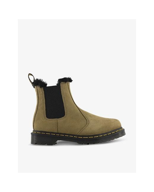 Dr. Martens 2976 Leonore Faux Fur-lined Leather Boots in Green | Lyst