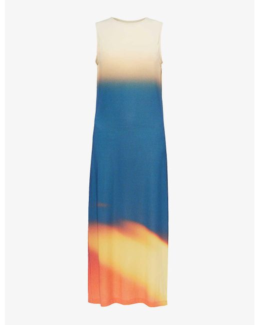 Issey Miyake Blue Light Leak Gradient-pattern Jersey Maxi Dress