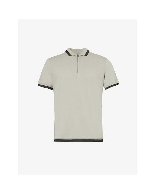Emporio Armani Gray Zip Quarter-placket Cotton Polo Shirt X for men