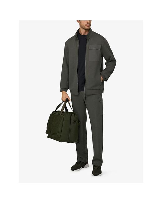 Boggi Green Patch-Pocket Zipped Cotton-Blend Sweatshirt for men