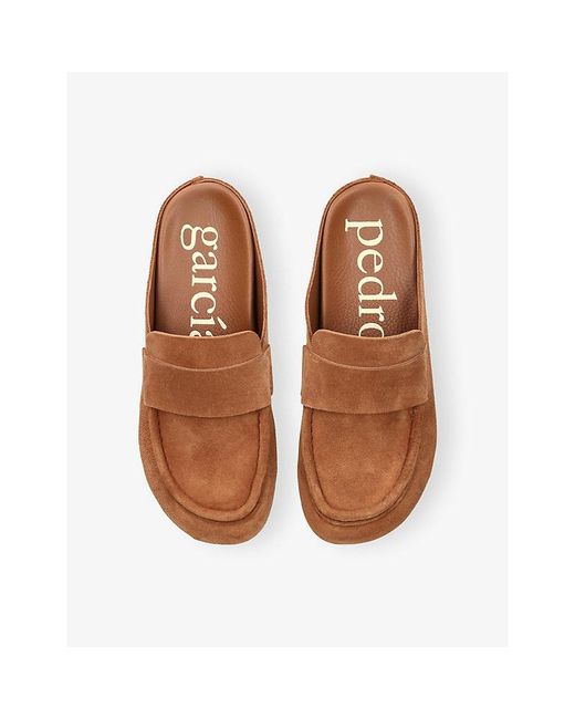 Pedro Garcia Brown Blima Suede Backless Loafers