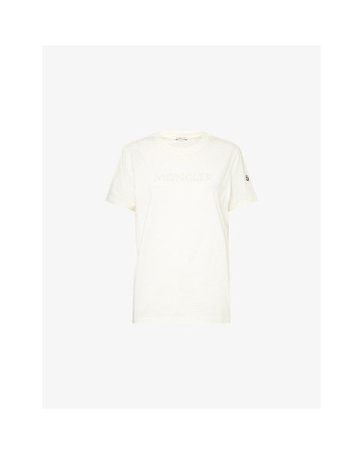 Moncler White Logo-Embroidered Round-Neck Cotton-Jersey T-Shirt