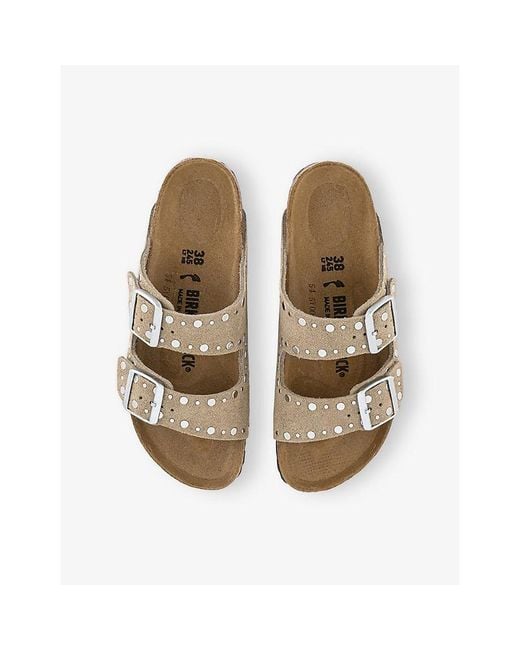 Birkenstock Natural Arizona Two-Strap Suede Flat Sandals