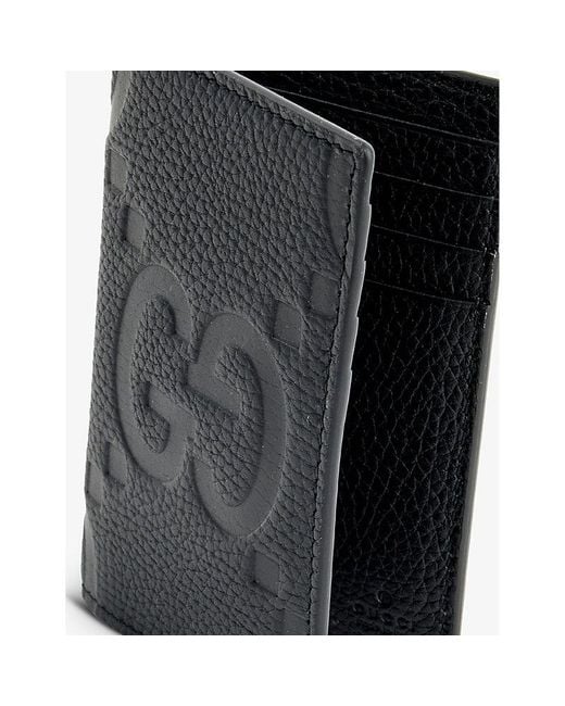 Gucci Monogramembossed Leather Card Holder in Black for Men Lyst