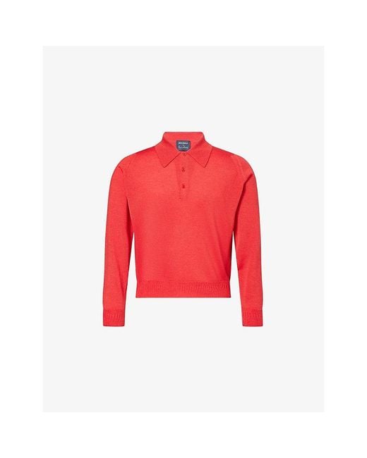 John Smedley Red X Bill Nighy Cashmere And Silk-Blend Polo T-Shirt for men