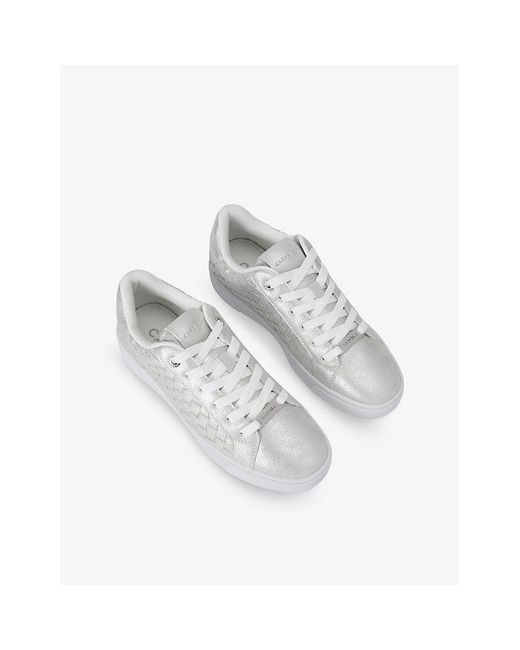 Carvela Kurt Geiger White Daze Weave Logo-Plaque Faux-Leather Low-Top Trainers