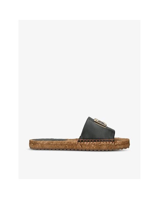 Dolce & Gabbana Brown Formale Leather Espadrille Sandals