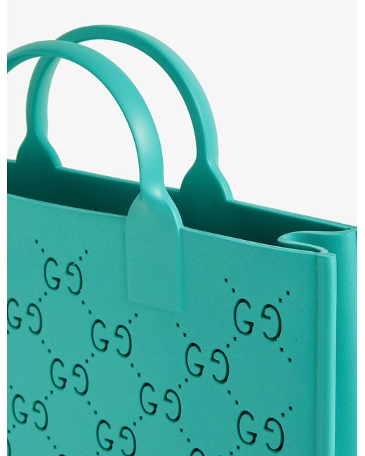 Gucci GG Perforated Rubber Tote Bag in Blue | Lyst