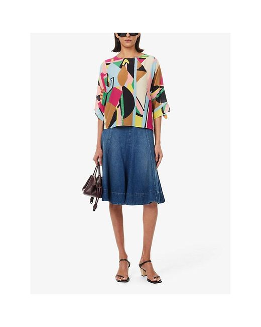 Weekend by Maxmara White Pomposa Abstract-pattern Silk-crepe Blouse