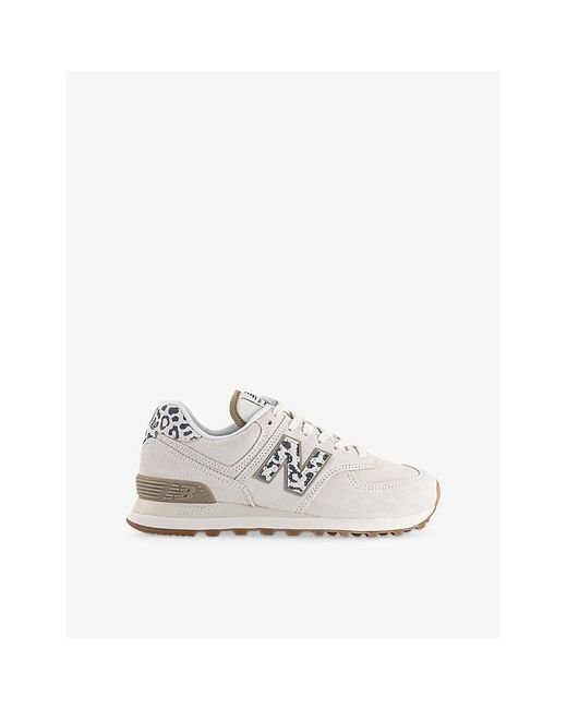 New Balance White 574 Suede Low-Top Trainers