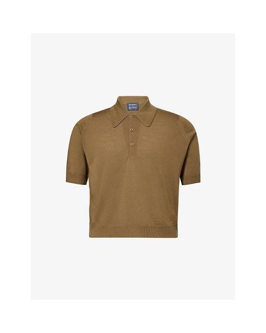 John Smedley Green X Bill Nighy Short-Sleeve Merino Wool Polo Shirt for men