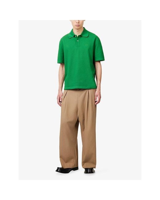 Loewe Green Anagram-Embroidered Cotton Polo Shirt for men