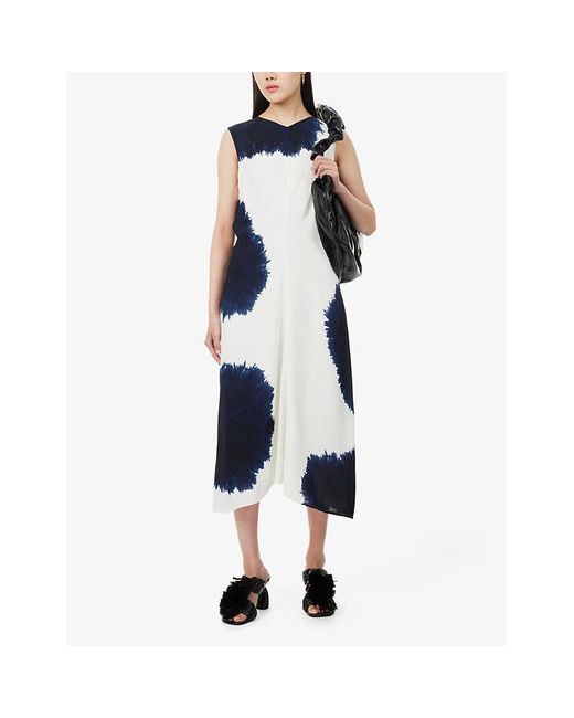 Proenza Schouler Blue Whiteella Graphic-print Woven Maxi Dress