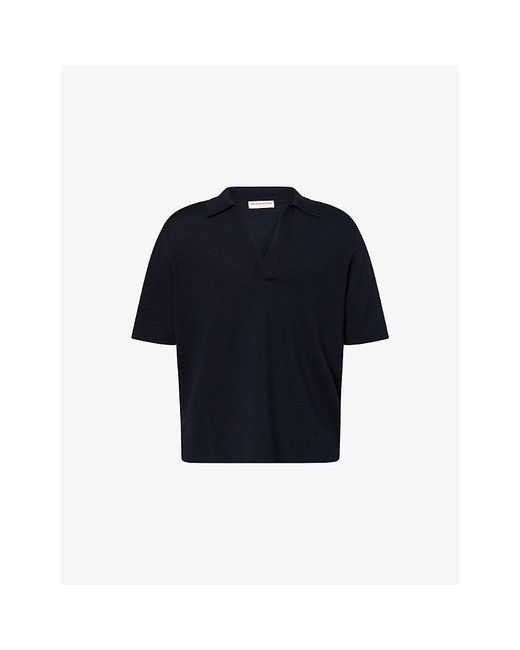 Orlebar Brown Blue Raffertie Short-Sleeve Wool Polo Shirt for men
