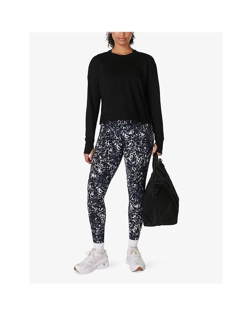 Sweaty Betty Black After Class Cropped Stretch-Woven Sweatshirt
